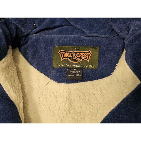 Trail Crest Vest Mens XL Blue Brown Bear Trees Fleece Sherpa Lined Nature - Picture 3 of 6